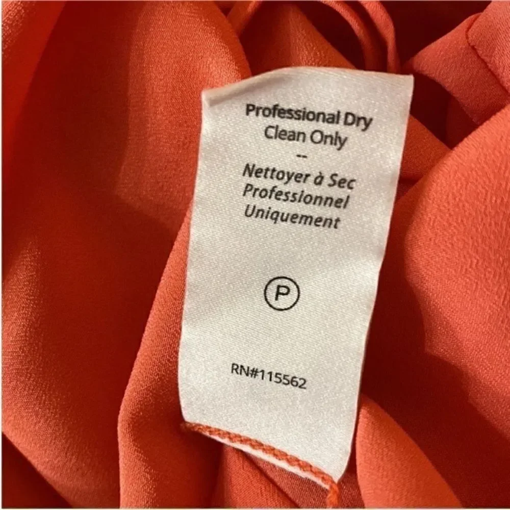 Cinq a Sept NWT Stace One-Shoulder Silk Blouse in Neon Coral Size XS